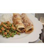 Panqueca de carne, legumes, arroz (450g)