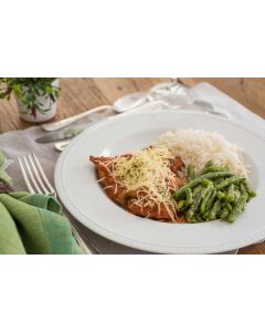 Bife à parmegiana, vagem, arroz  (450g)