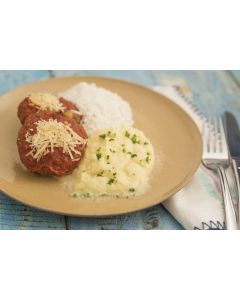 Polpetone, purê de batata, arroz (450g)