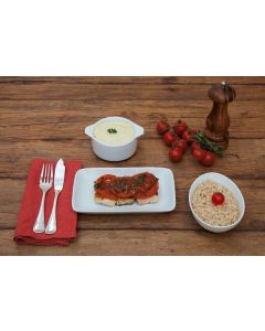 Peixe à brasileira, purê batata , arroz  integ. (284 Kcal.)FIT