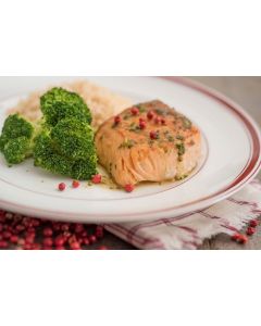 Salmão grelhado, brócolis, arroz integral (355 Kcal.) - FIT