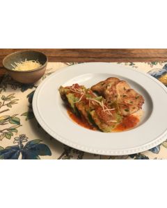 Ravioli verde ao tomato, filé de frango na chapa (404 Kcal) - FIT